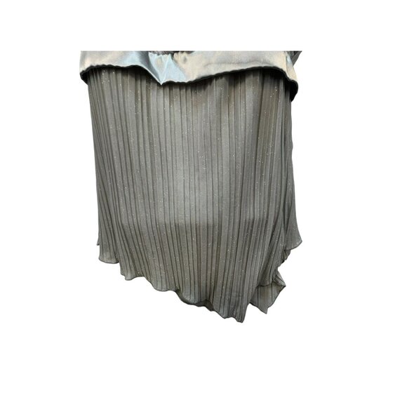Studio 1940 Womens Halter Pleated Top Silver Sparkle Large Satin Tie Going Out - Picture 3 of 8